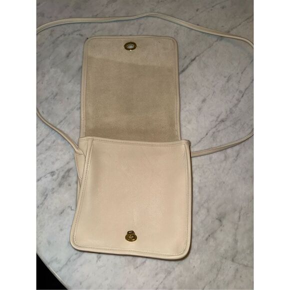 Vintage Coach Crossbody Leather Bag Purse Turnlock 80s Ivory - Picture 5 of 16